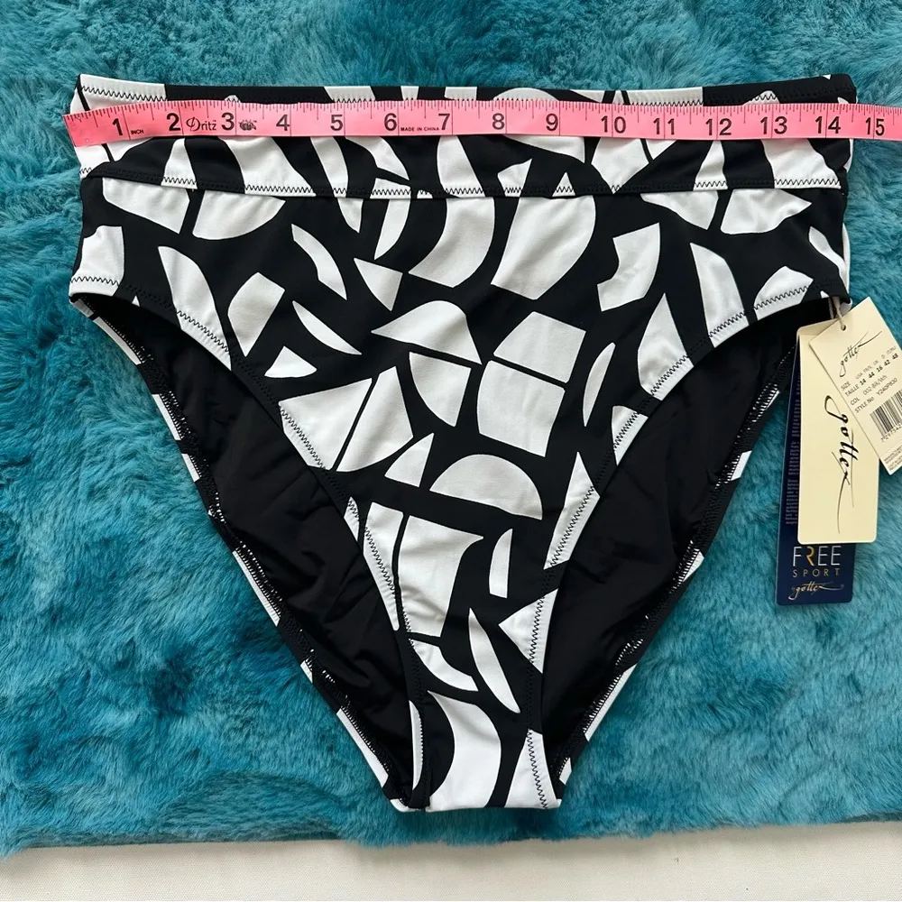 Gottex Monochrome Abstract Bikini Bottom Size 14 - Image 7
