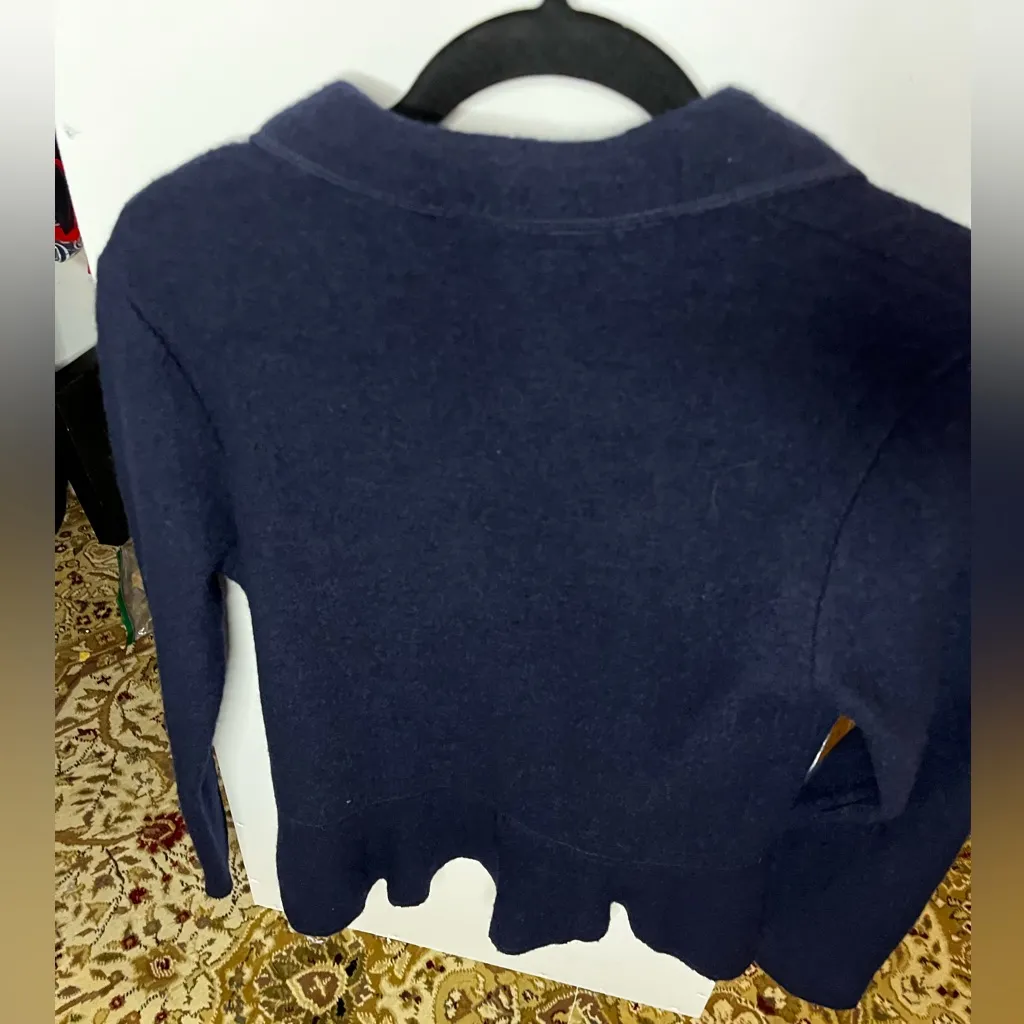 Jones Nee York Petite Small navy‎ peplum wool jacket - Image 3