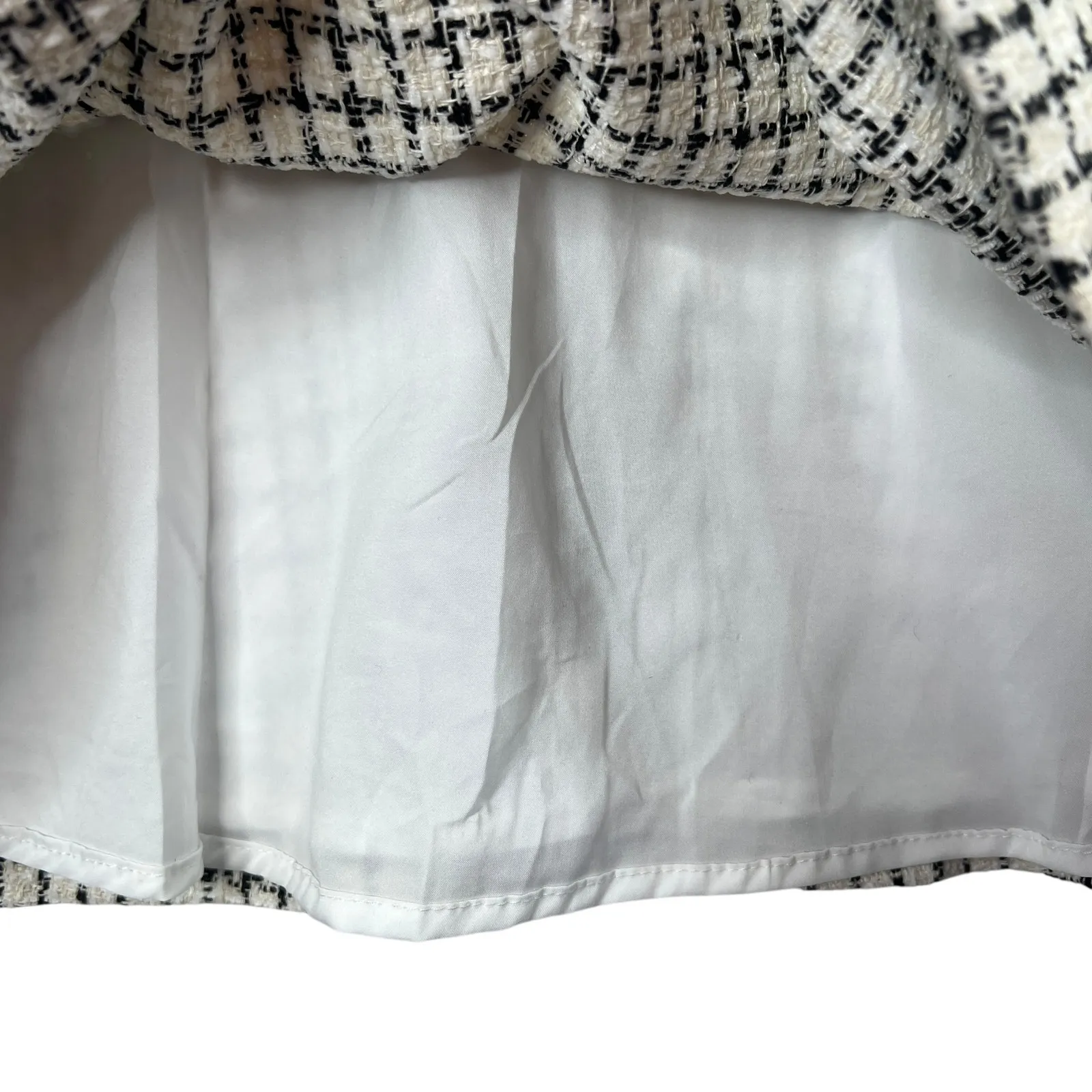 Ann Taylor Sleeveless Tweed Fringe Shift Dress Cream Black Size 10 Knee Length - Image 6