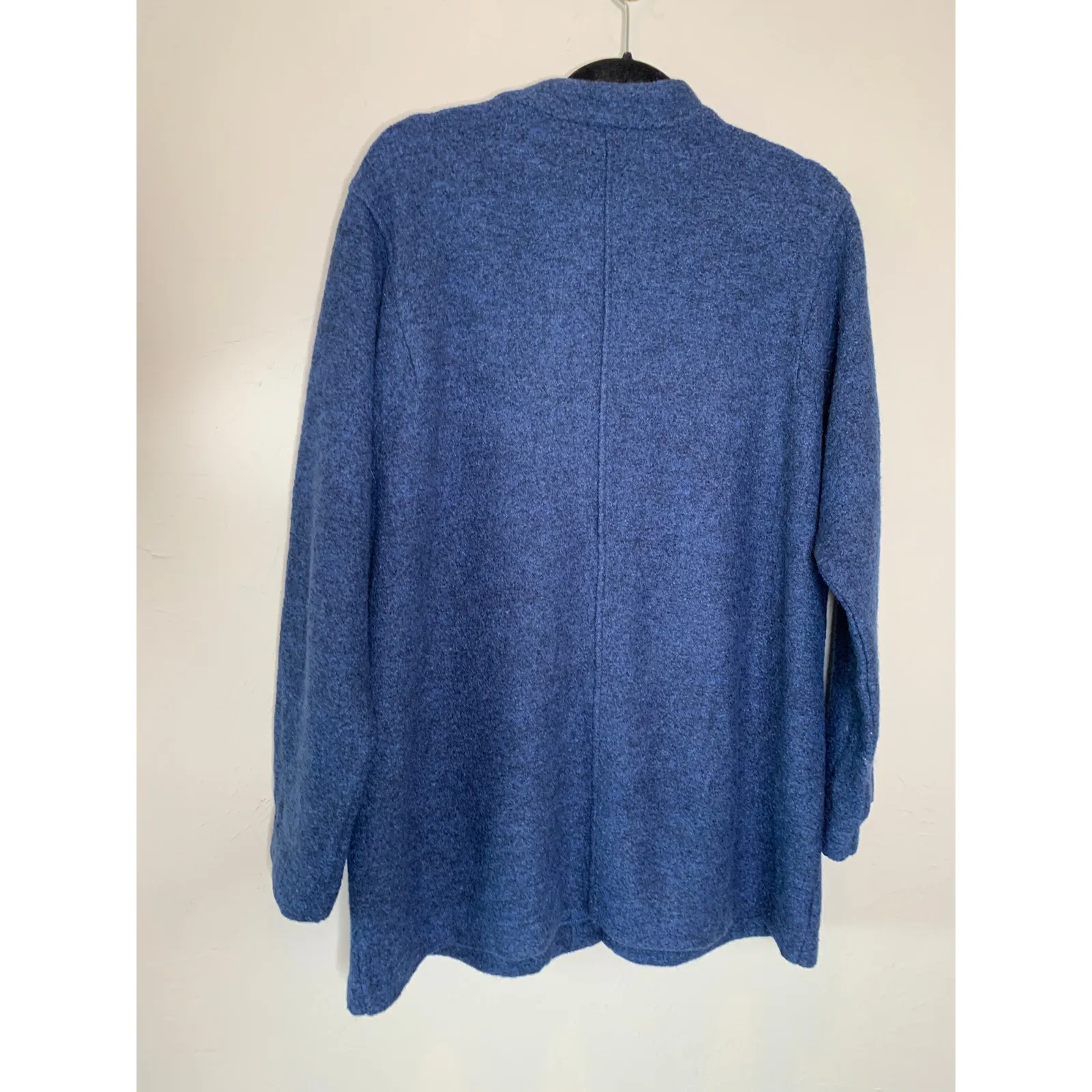 J. Jill Blue Boiled Wool Coat Jacket  Sz Large 70% Viscose 30% Wool - Image 6