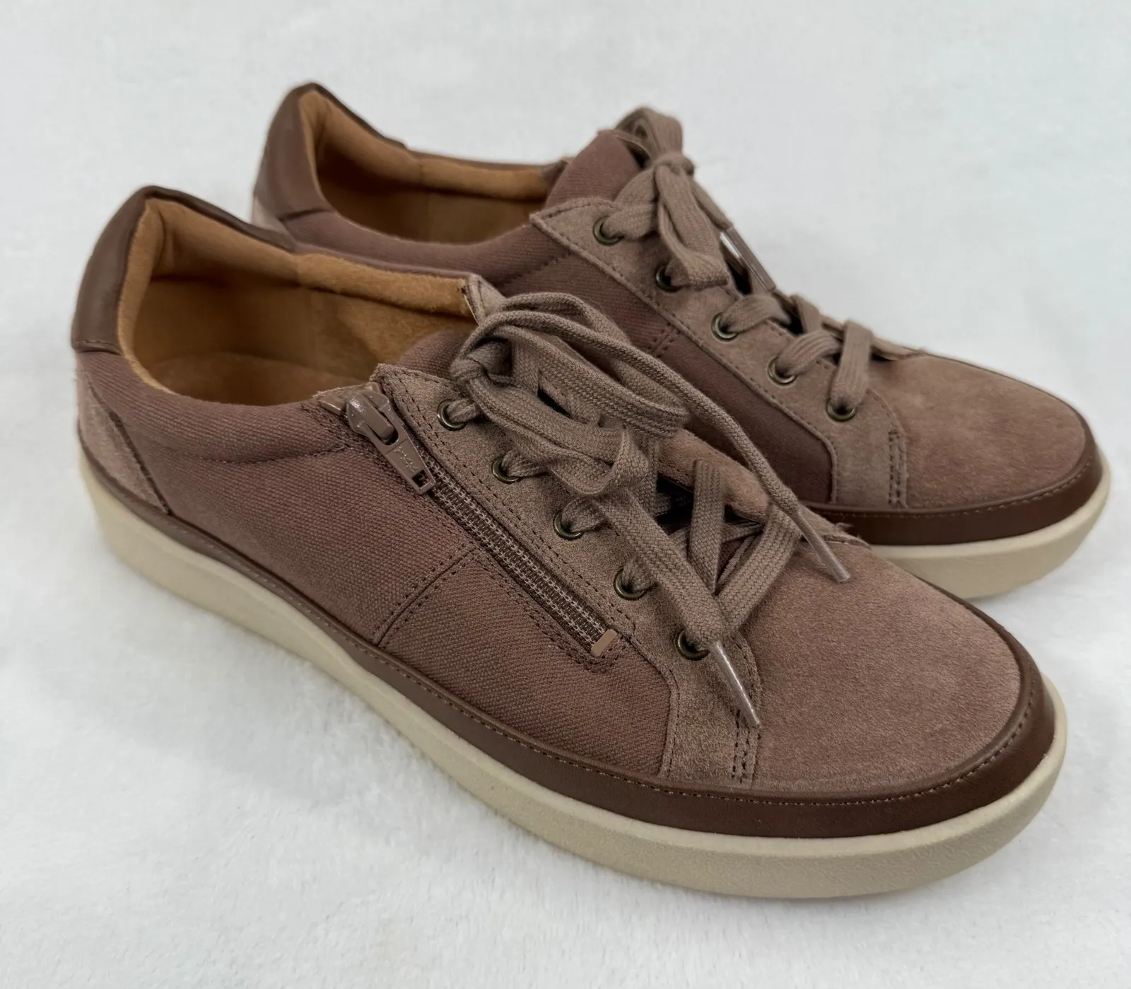 Vionic Relax Lace Up Sneaker Women's Brown Leather Accent Casual Shoes 9.5 - Image 1