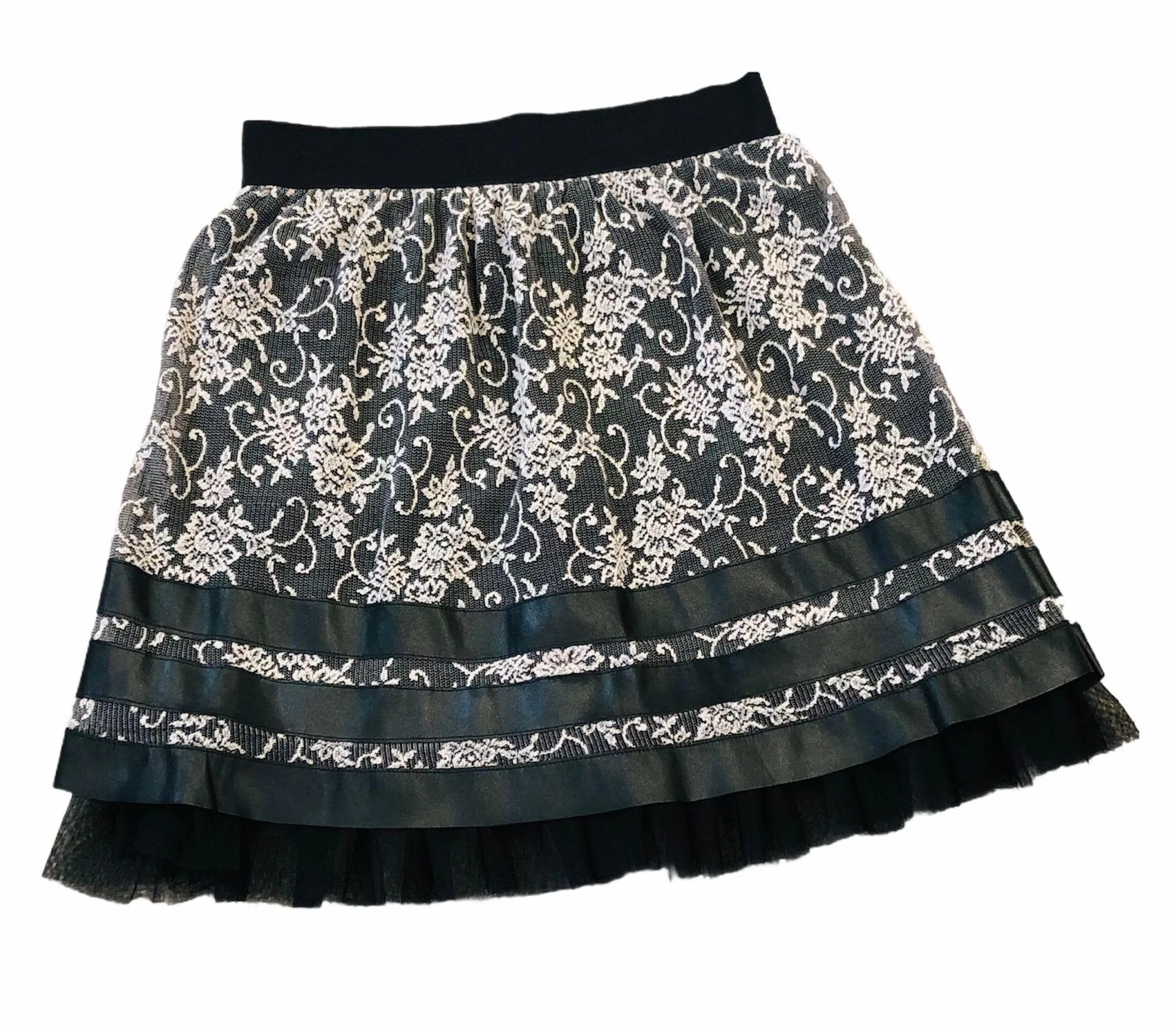 Tulle And Lace Mini Skirt Black Size M - Image 4