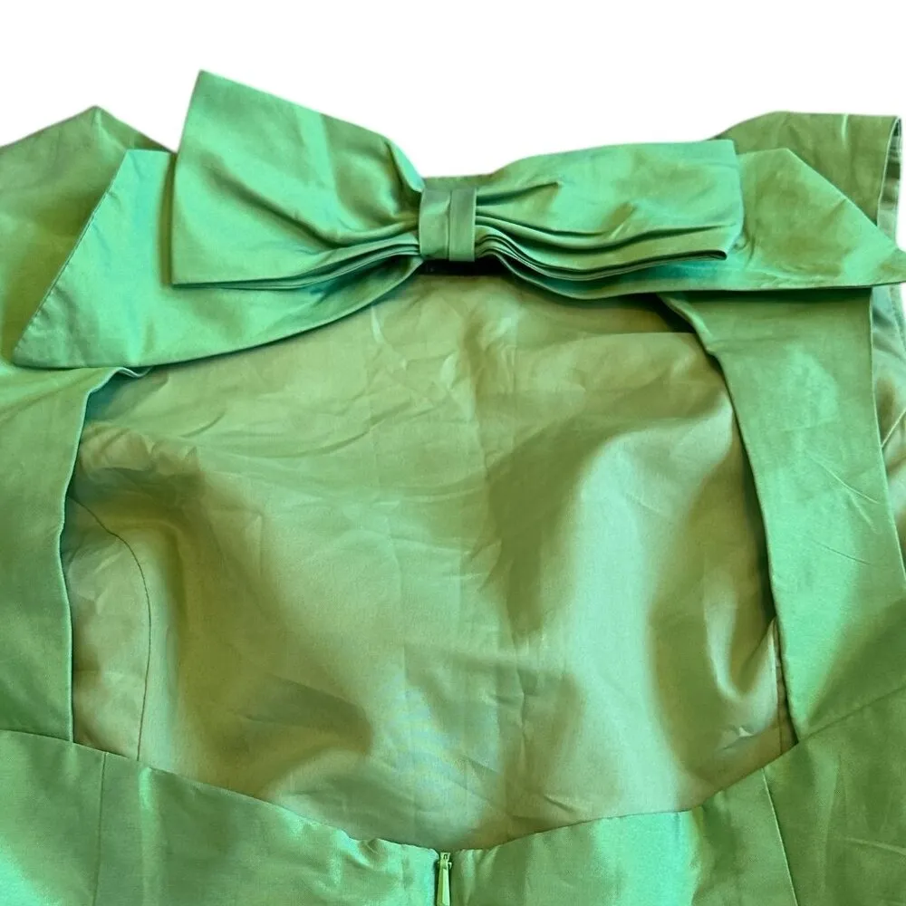 Alfred Sung Peau de Soie Dress Bow Appletini Green Sheath Size 16 Women's NWT - Image 8