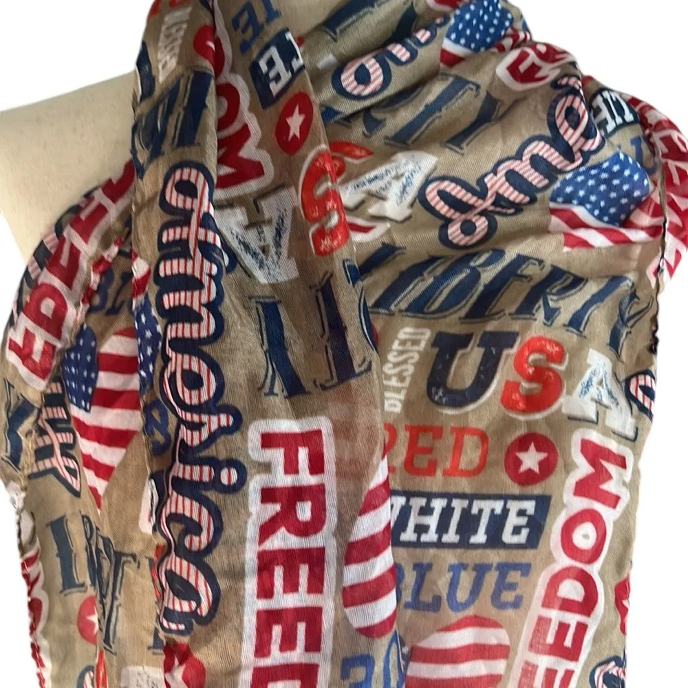 Patriotic Fashion Scarf Red - Image 3