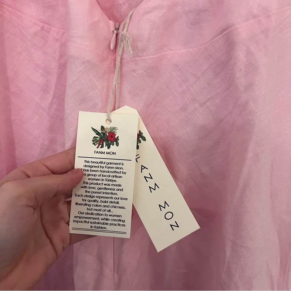 NEW Fanm Mon Lyndie Midi Dress Light Pink Size L - Image 7