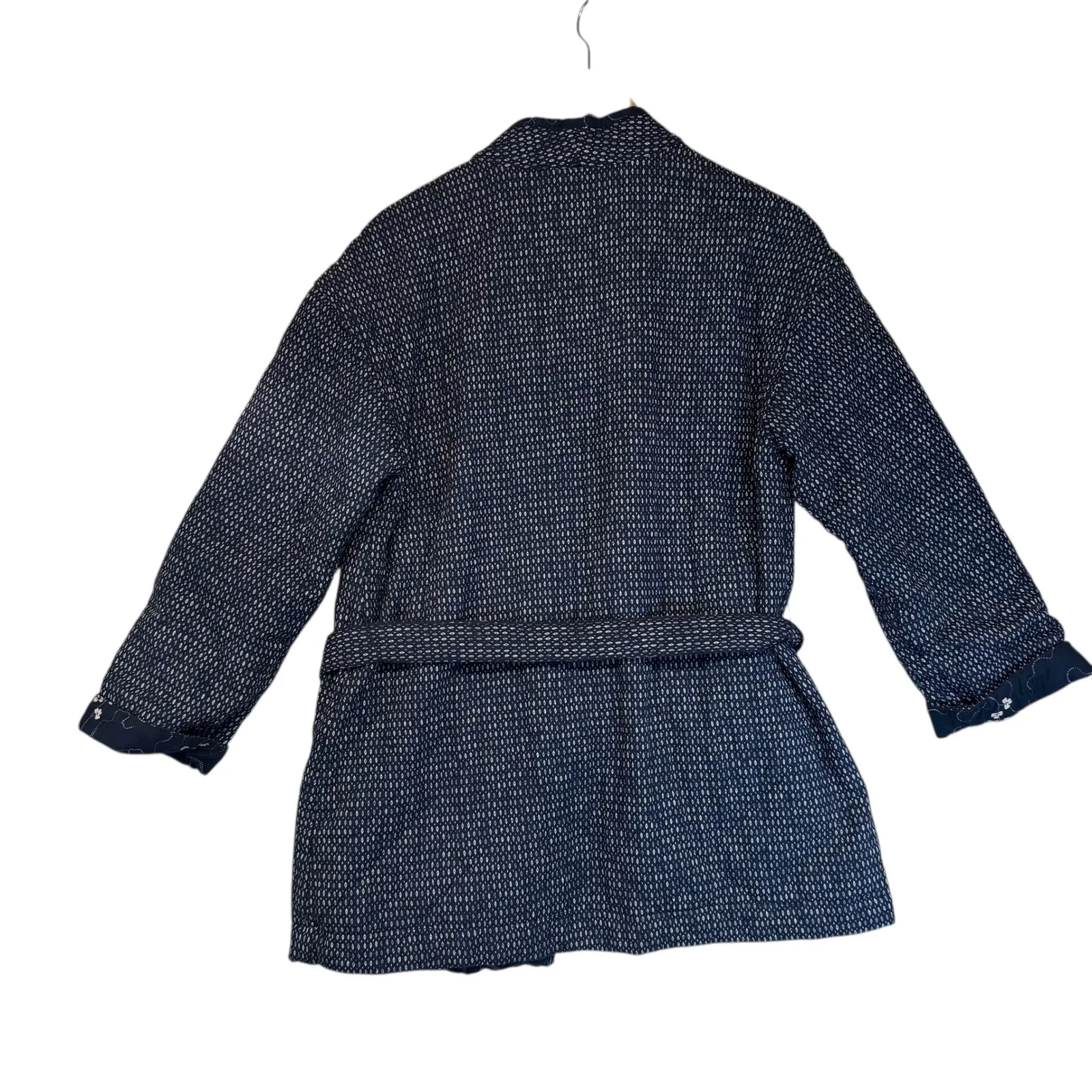 Per Una M&S Reversible Quilted Jacket Blue Floral Belted Versatile Size 12 - Image 6