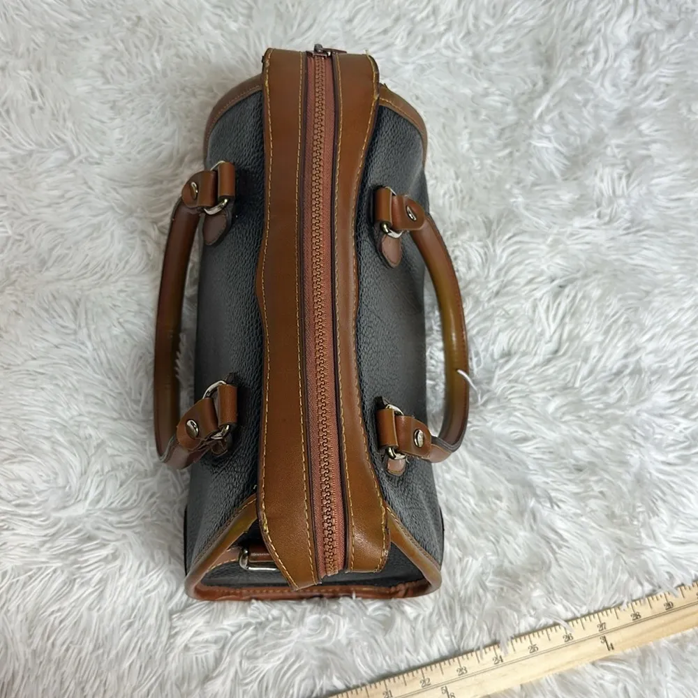 Unbranded Leather Satchel (Doctor bag style) Dark Blue and Tan - Image 5