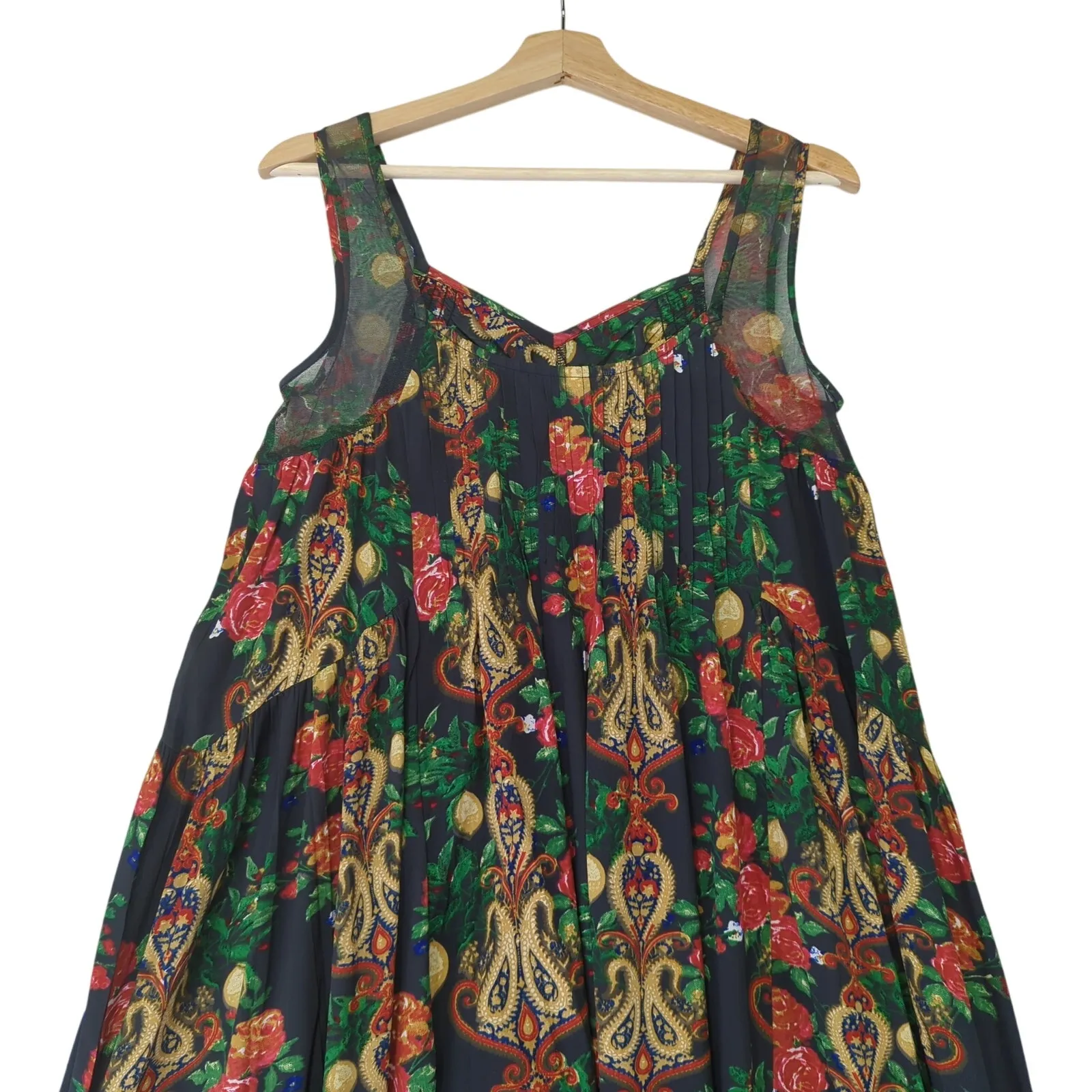 Raga Tiered Maxi Dress‎ Women's Small Floral Paisley Pleated Flowy Sleeveless - Image 5