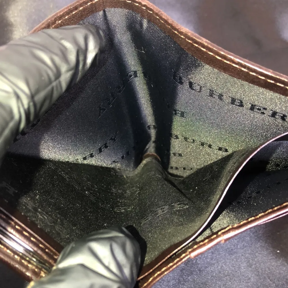 BURBERRY Nova Check Compact Brown Leather and Canvas Kisslock Wallet - Image 11