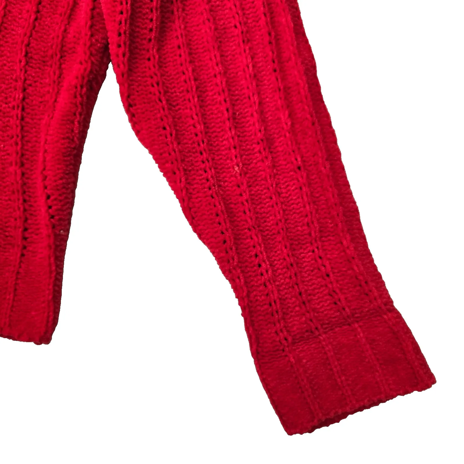Vintage Y2K Knit Sweater Cottagecore Granny Chic Cozy Zipper Cardigan Red Large - Image 11