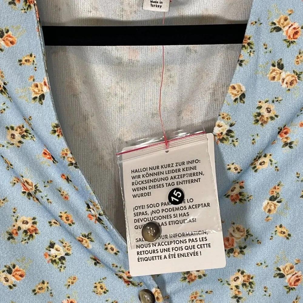 NWT Topshop Jersey Button Through Midi Dress in Pale Blue - Image 8