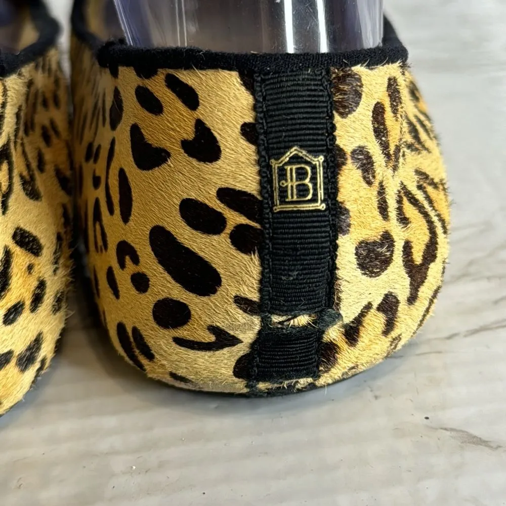 Birdies Starling Faux Fur Lined Flat in Cheetah Print Calf Hair size 9.5 Black - Image 9