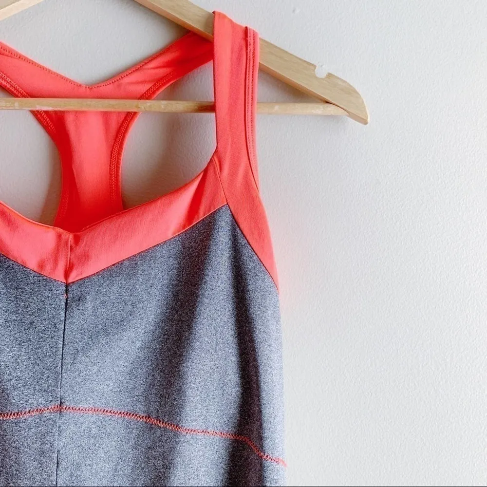 New Balance  • Quick Dry‎ Racer Back Workout Tank Top in Grey/Orange, Size Medium - Image 4