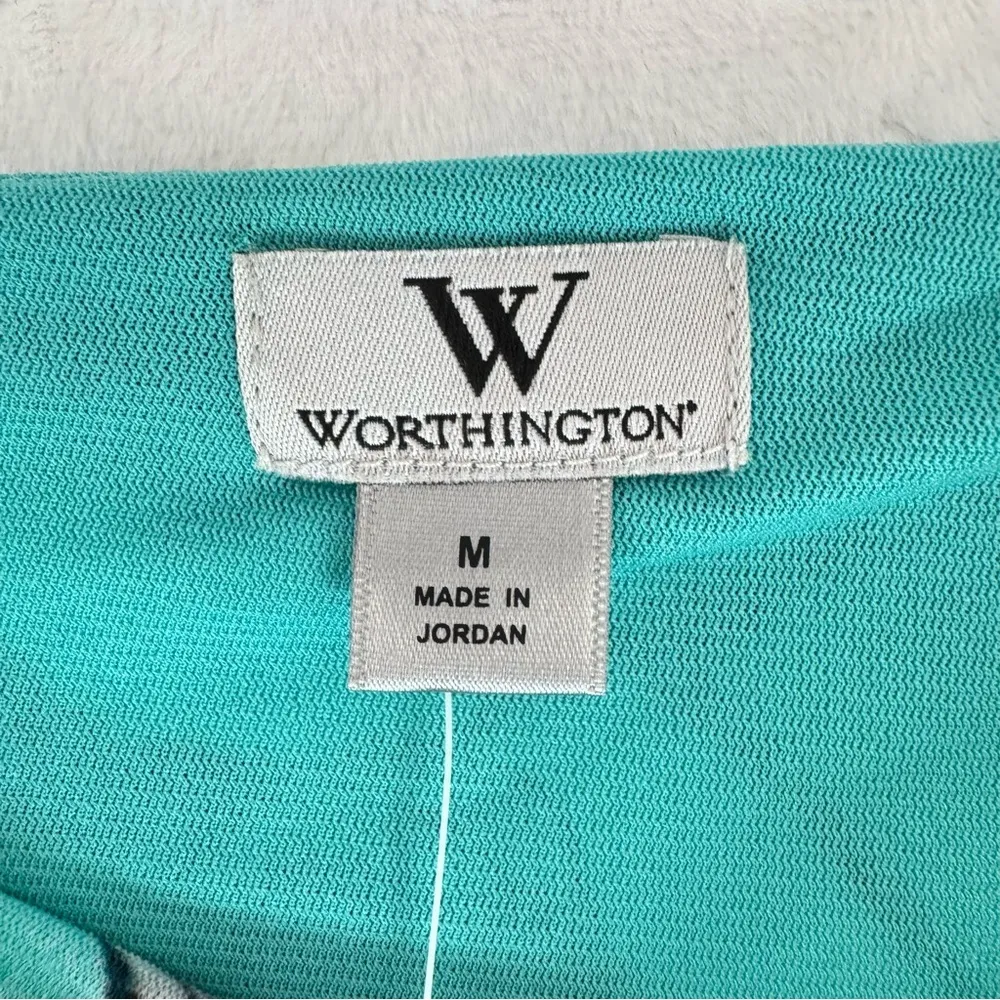 Worthington Abstract Floral Pleated Sleeveless Top Mesh Overlay Draped Neckline - Image 4