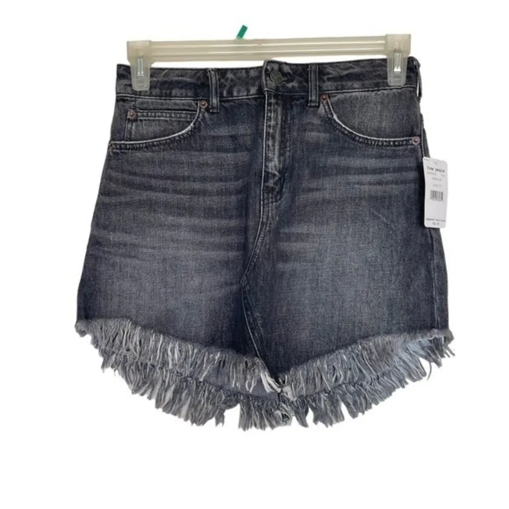 Womens Maverick Frayed Denim Mini Skirt Black Jeans High Rise Sz 25 - Image 3