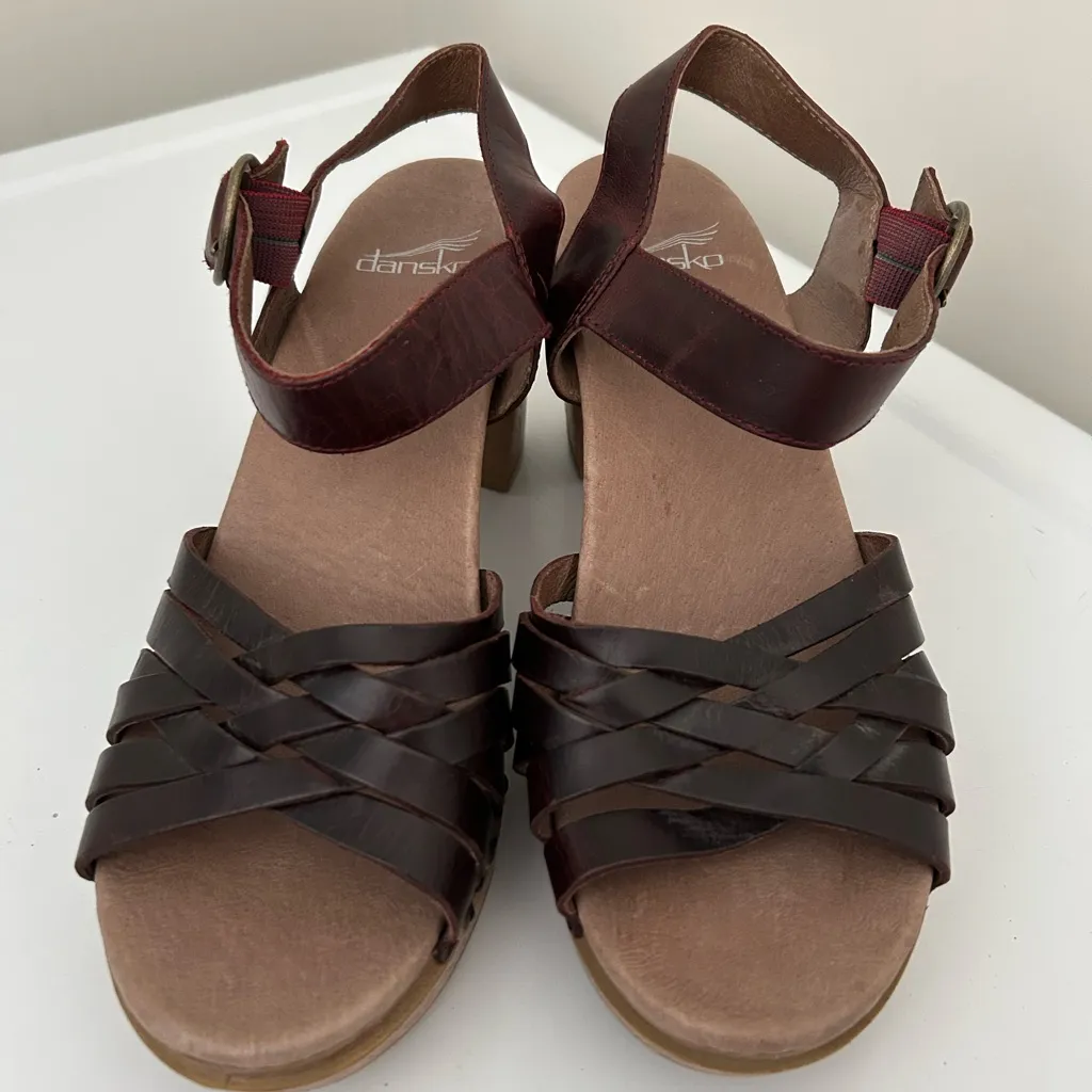 Dansko Dawson Block Heel Leather Sandals Brown Size 8.5 - 9 US 39 EU - Image 2