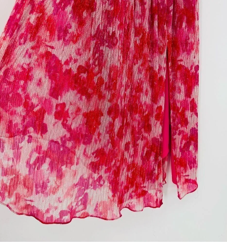 Ramy Brook Alexa Metallic Floral Blouson Midi Dress Rose Pink Women's Small NEW - Image 6