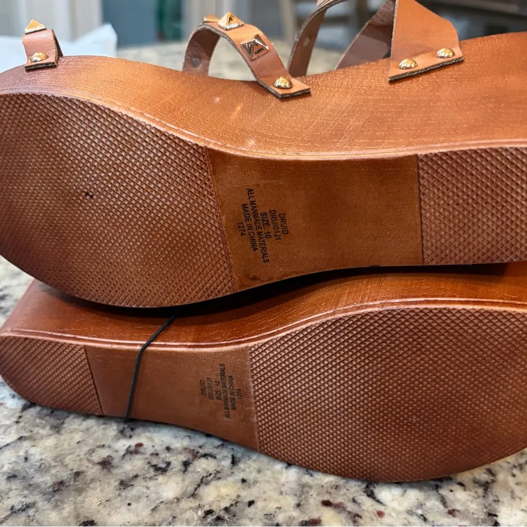 Madden Girl Tan Studded Wedge Sandals - Image 5