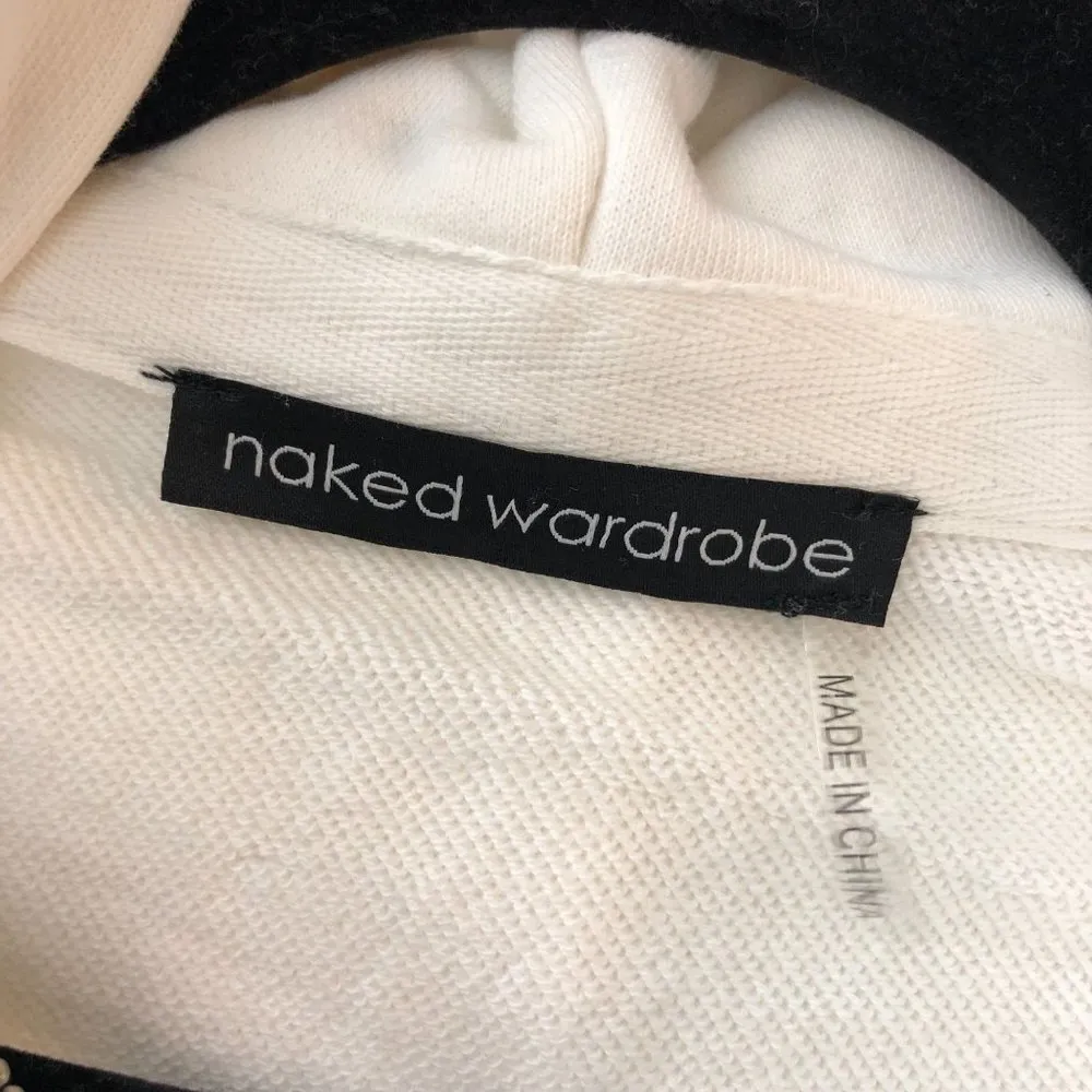 Naked Wardrobe Womens Hoodie Full Zip Pockets Oversized White M - Image 4