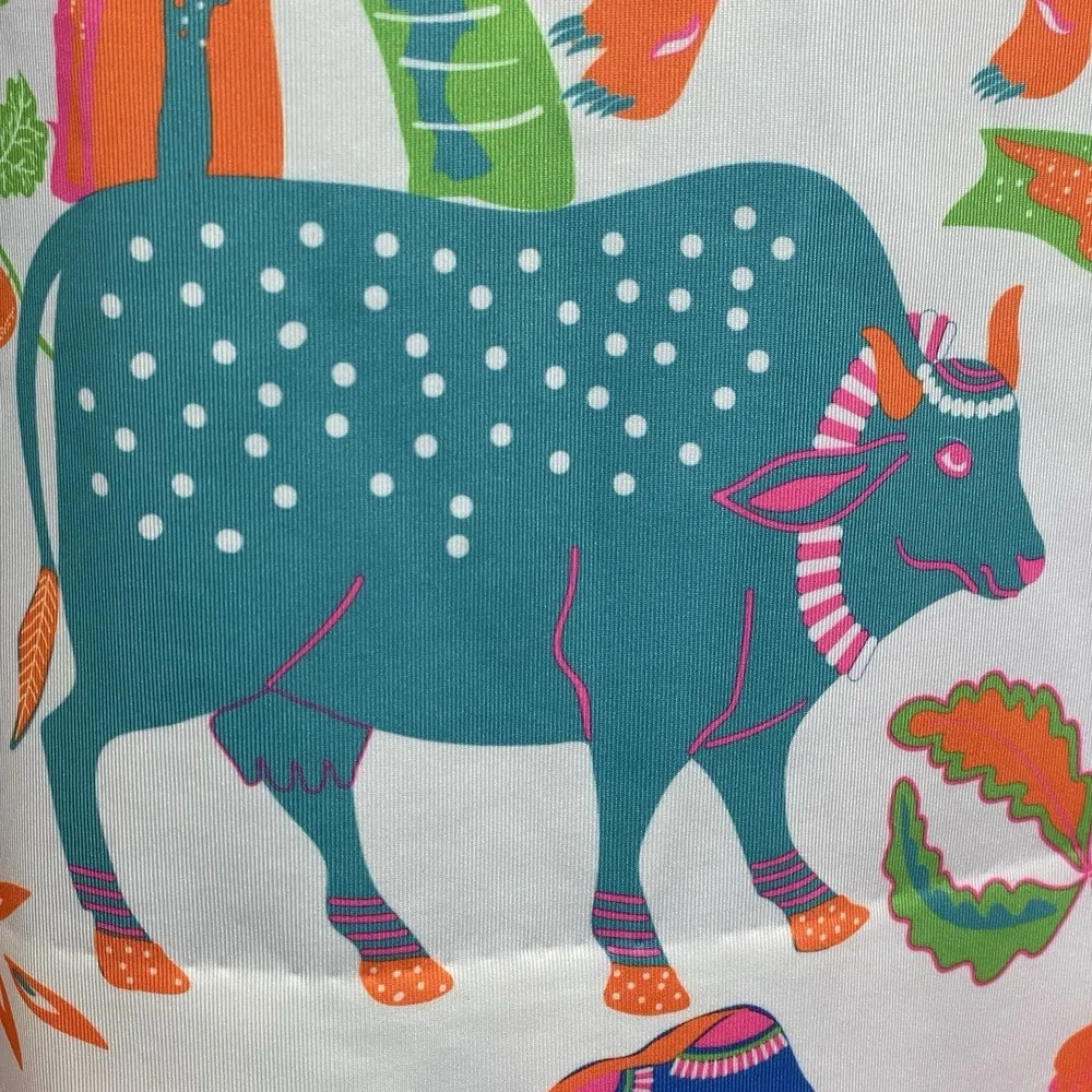 Gretchen Scott Womens XS Dress White Bougie Neon Animal AOP Classic Button Strap Pink - Image 11