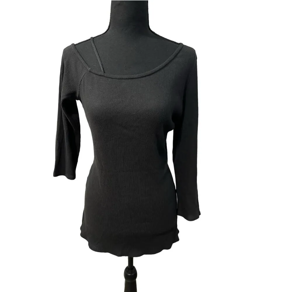 NWT! Theory Asymmetric Strap Ribbed Tee - Size XL - Image 2