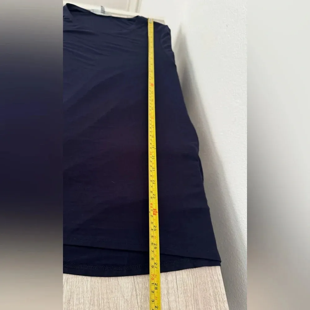 Elliott Lauren Navy Side Slit Top Long Sleeve Luxe Work NWT Size Medium Blue - Image 7