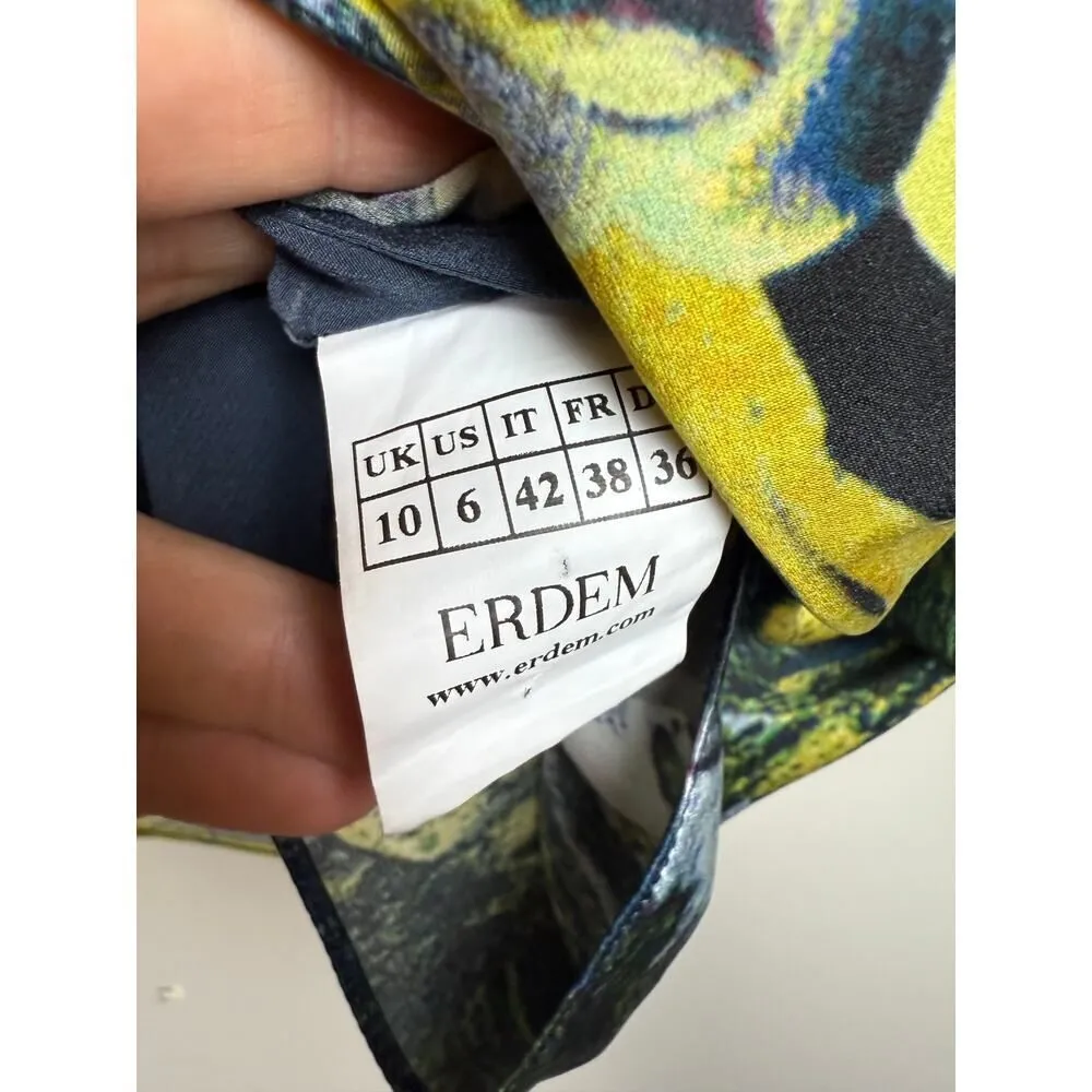 ERDEM Bonnie Silk Sleeveless Top Sz. 6 Yellow - Image 4