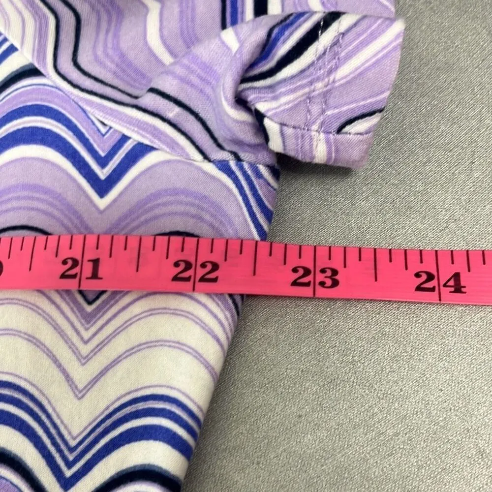 Just Be 2X Purple Abstract Wave Print Criss Cross Strappy Boho Mini Dress Beach - Image 7