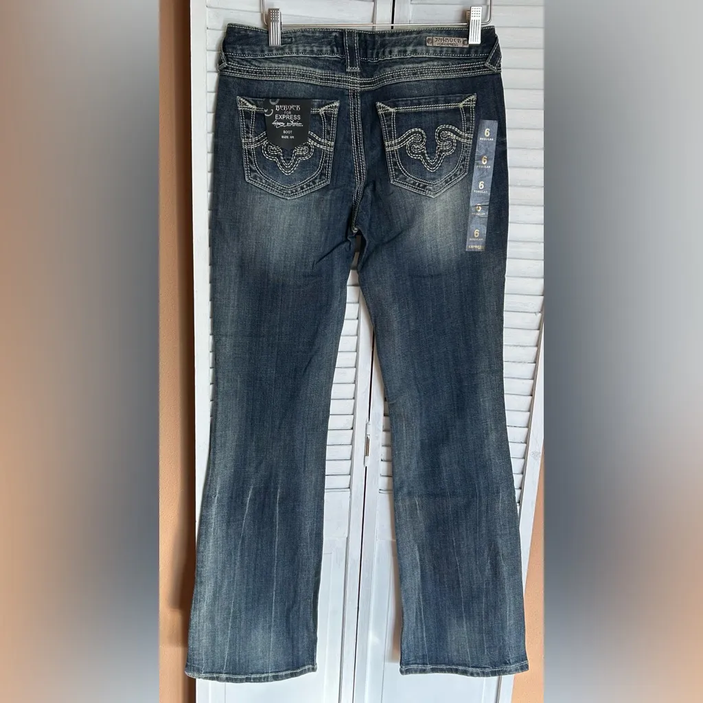 ReRock For Express Boot bootcut blue jeans NWT Womens size 6R 6 Regular stretch - Image 2