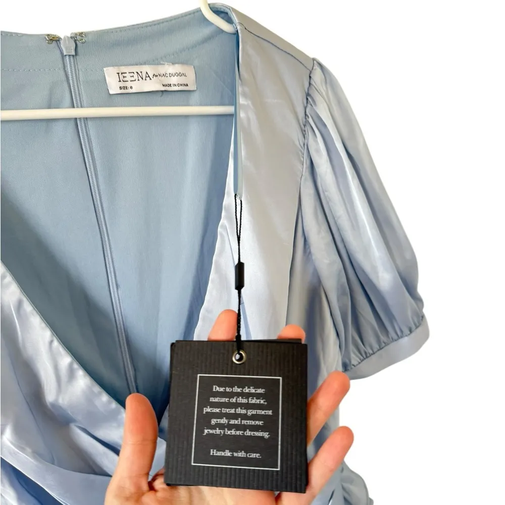 Ieena for Mac Duggal NEW Wrap Front Satin Cocktail Dress - Image 5