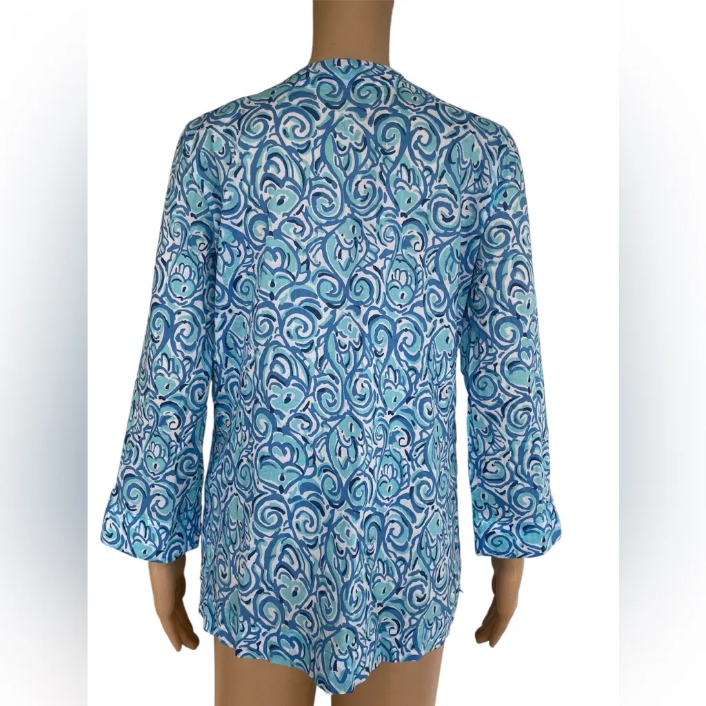 Lilly Pulitzer Aqua Swirl Tunic Top - Image 3