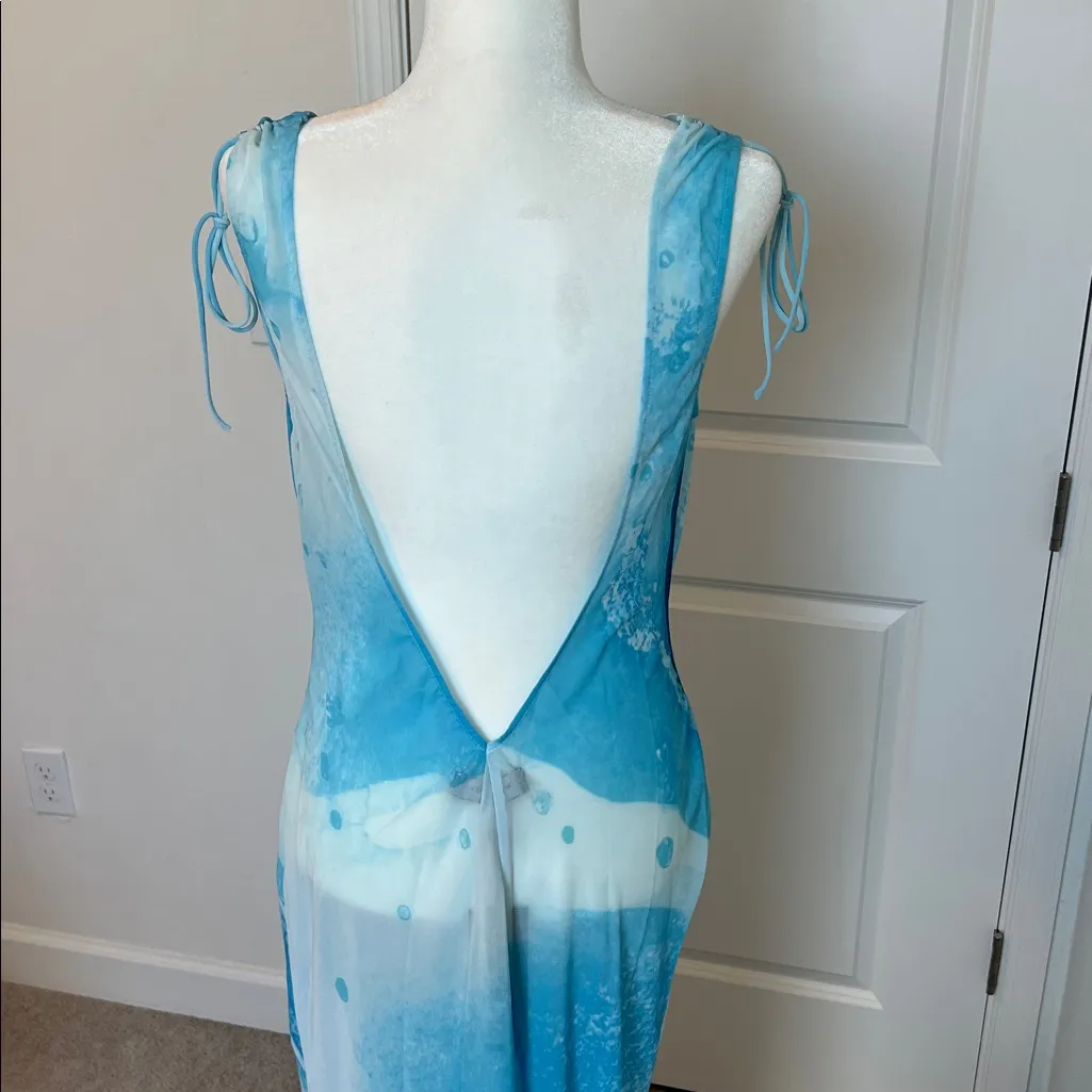 NWT White Fox Amore Backless Maxi Dress Aqua Blossom Vacation Cruise Medium - Image 16