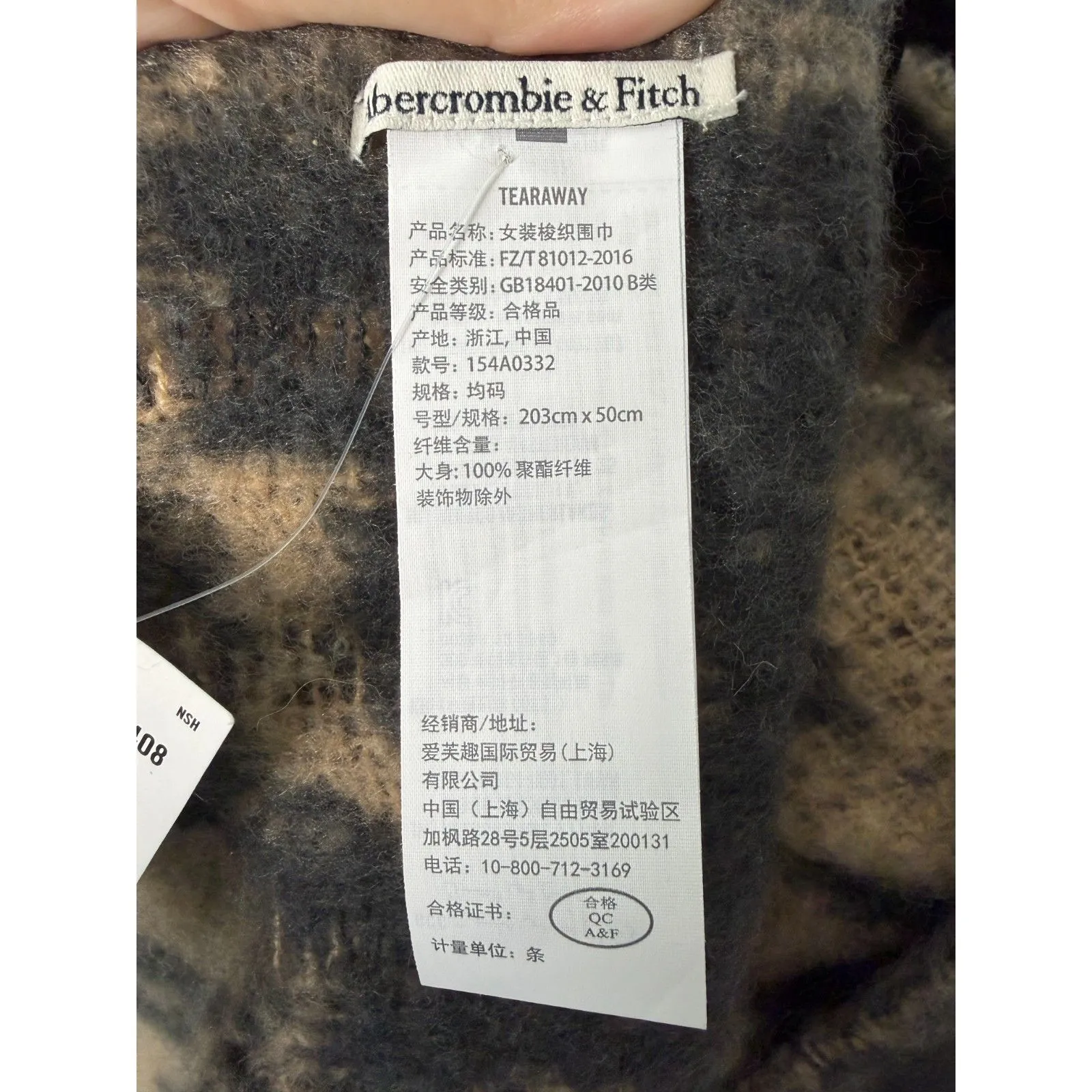 Abercrombie & Fitch Fluffy Oversized Neutral Abstract Dot Fringe Scarf NEW - Image 3