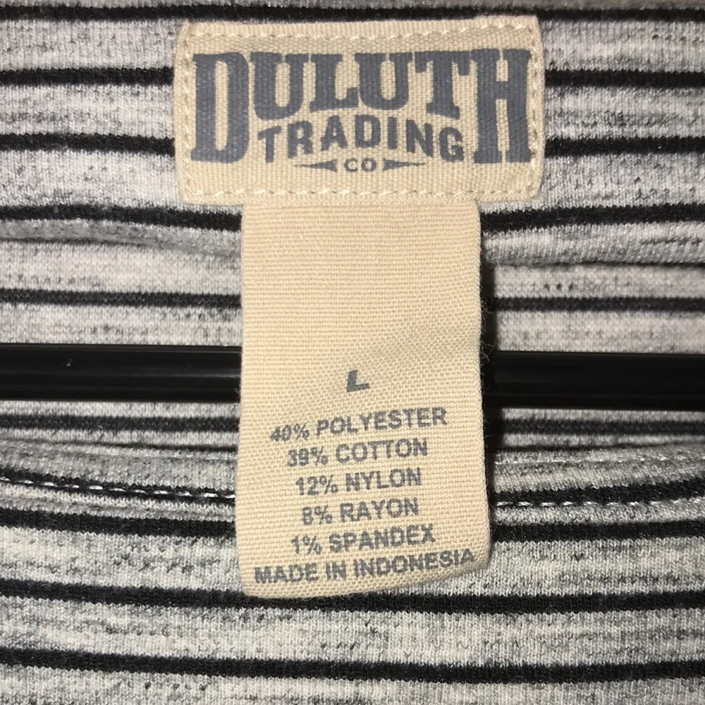 Duluth Trading Co Women’s Striped Gray and Black Long Sleeve Sweater Dress Size L - Image 9