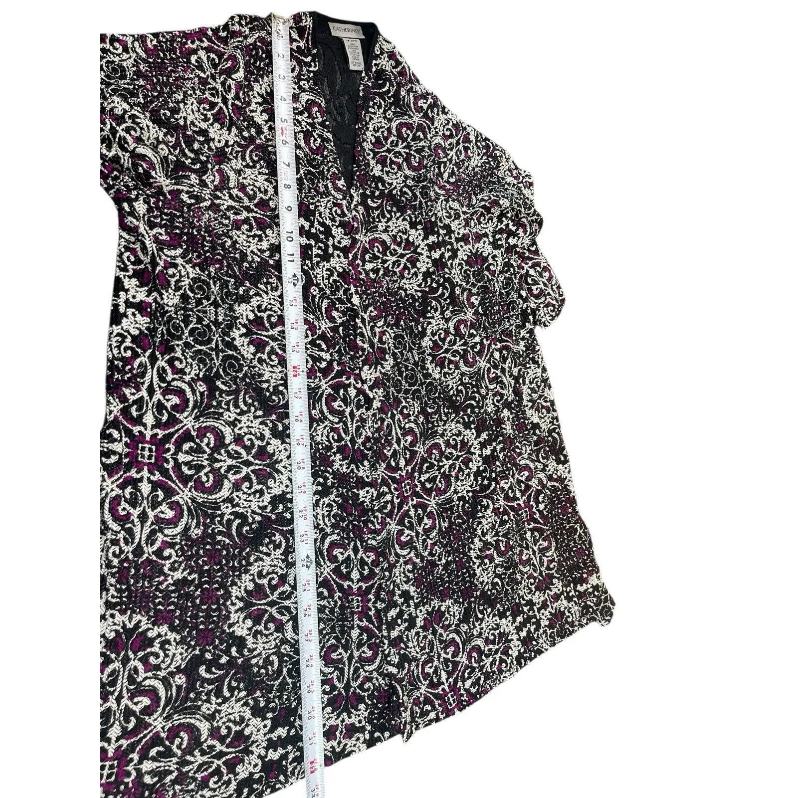 Catherines 1X 18/20W Soft Mesh Lace Open Front Cardigan Black White Purple Tunic - Image 6
