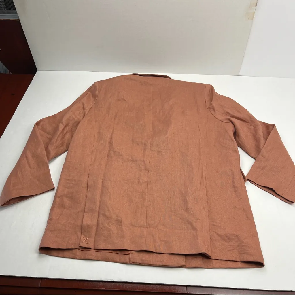 Bardot 100% Linen Oversized Blazer Terracotta Long Sleeve Womens SZ US 10 XL NEW - Image 14