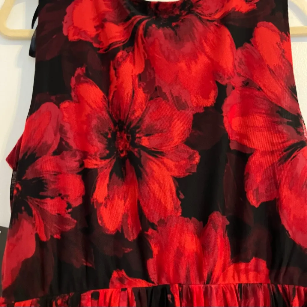 Enfocus Studio Black and Red Floral mesh beaded Dress NWT women’s 14 petite - Image 5