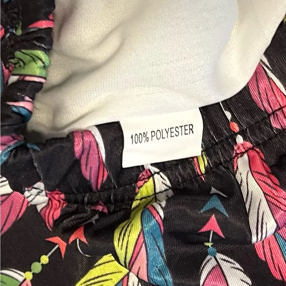 New With Tags Boho Feather & Arrow Print Lace Trimmed Shorts or Loungewear 1XL Black Size 1X - Image 6