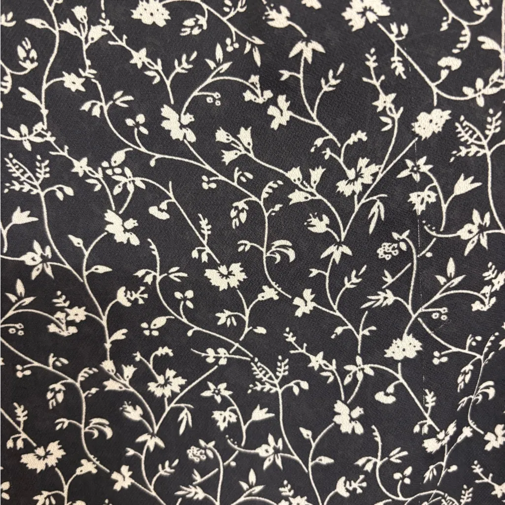 Fun2Fun Black Micro-Floral Collared Button V-Neck Blouse Petite MP Workwear - Image 4