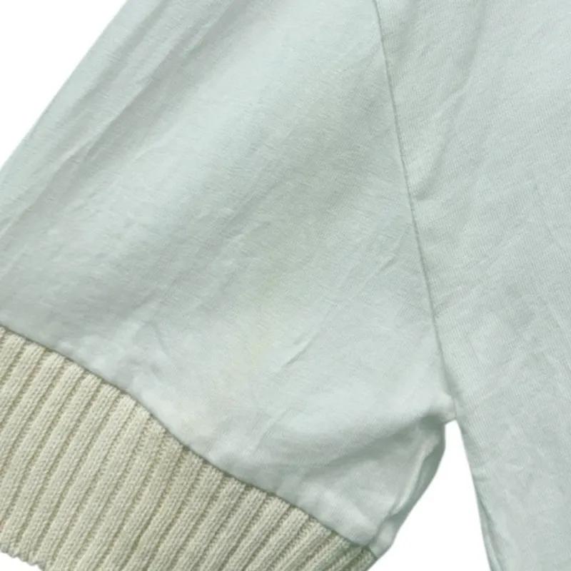 Zara Boat Neck Elbow Sleeve Cotton Cropped Tee size Medium - Image 4