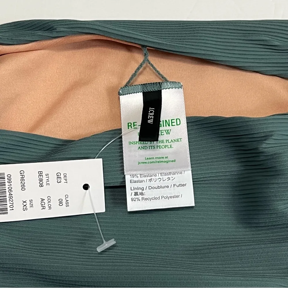 Ribbed High Rise Cheeky Bikini Bottom in Alhambra Green Size XXS - Image 5