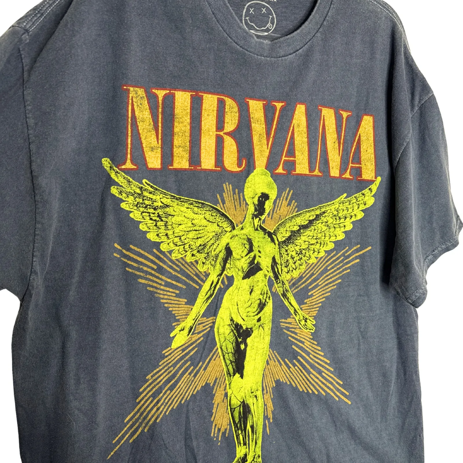 Nirvana Graphic Short Sleeve Band T-Shirt Size L/XL Grunge Y2K Oversized Tee - Image 2