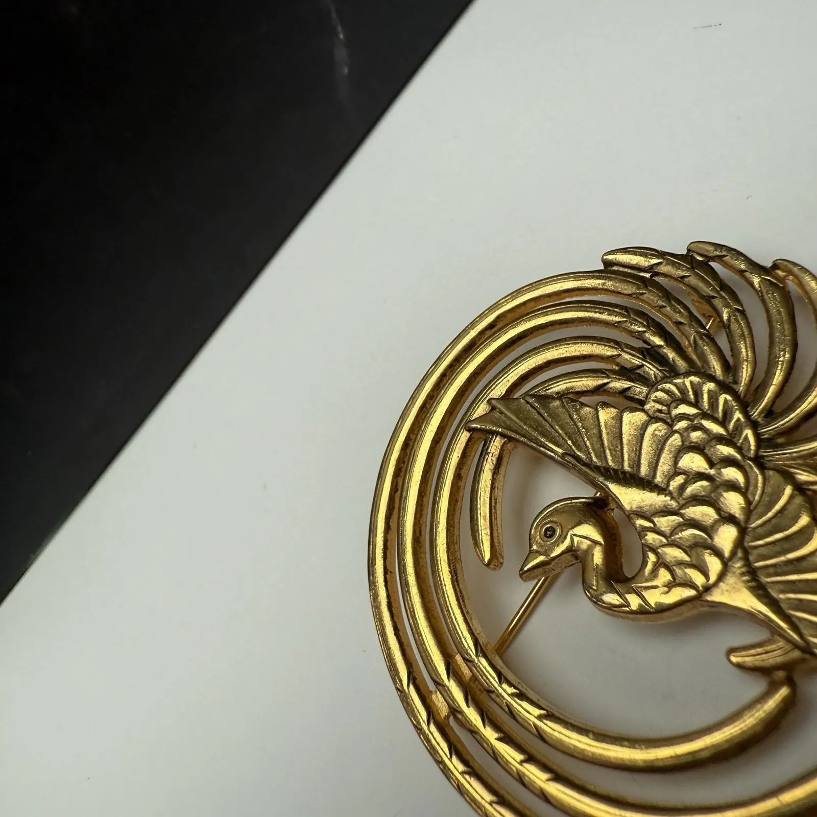 MFA Signed Bird Brooch Pin Museum of Fine Arts Boston Gold Tone - Image 12