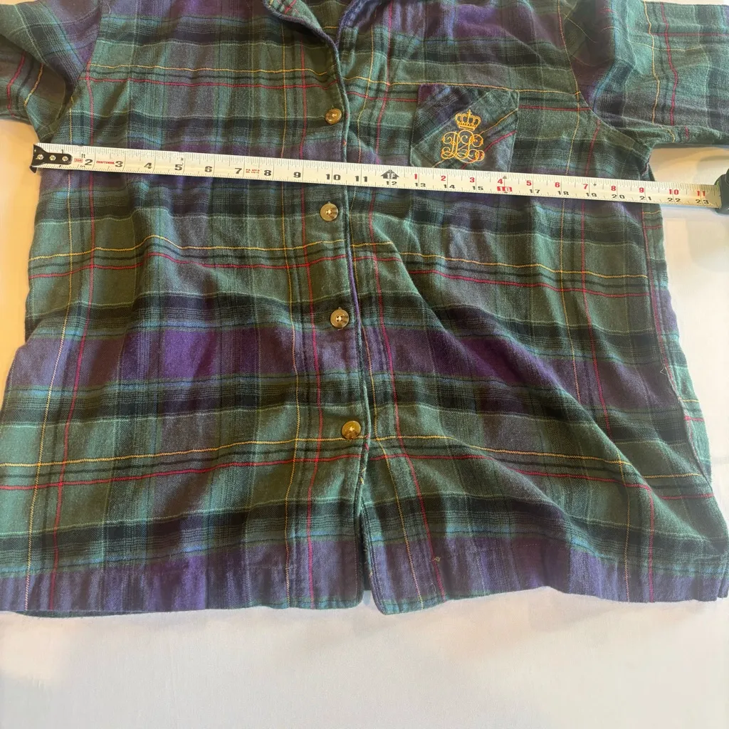 RALPH LAUREN Black Label Purple & Green Plaid Flannel Pajama Set 2 Piece Large - Image 10