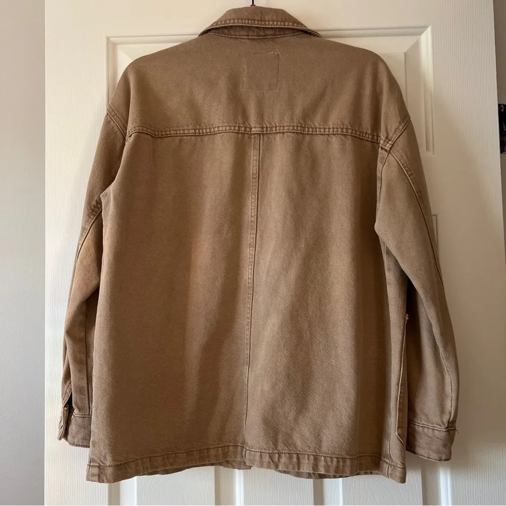 Pull & Bear Tan Chore Coat Barn Jacket Women’s Small EUC Denim - Image 6