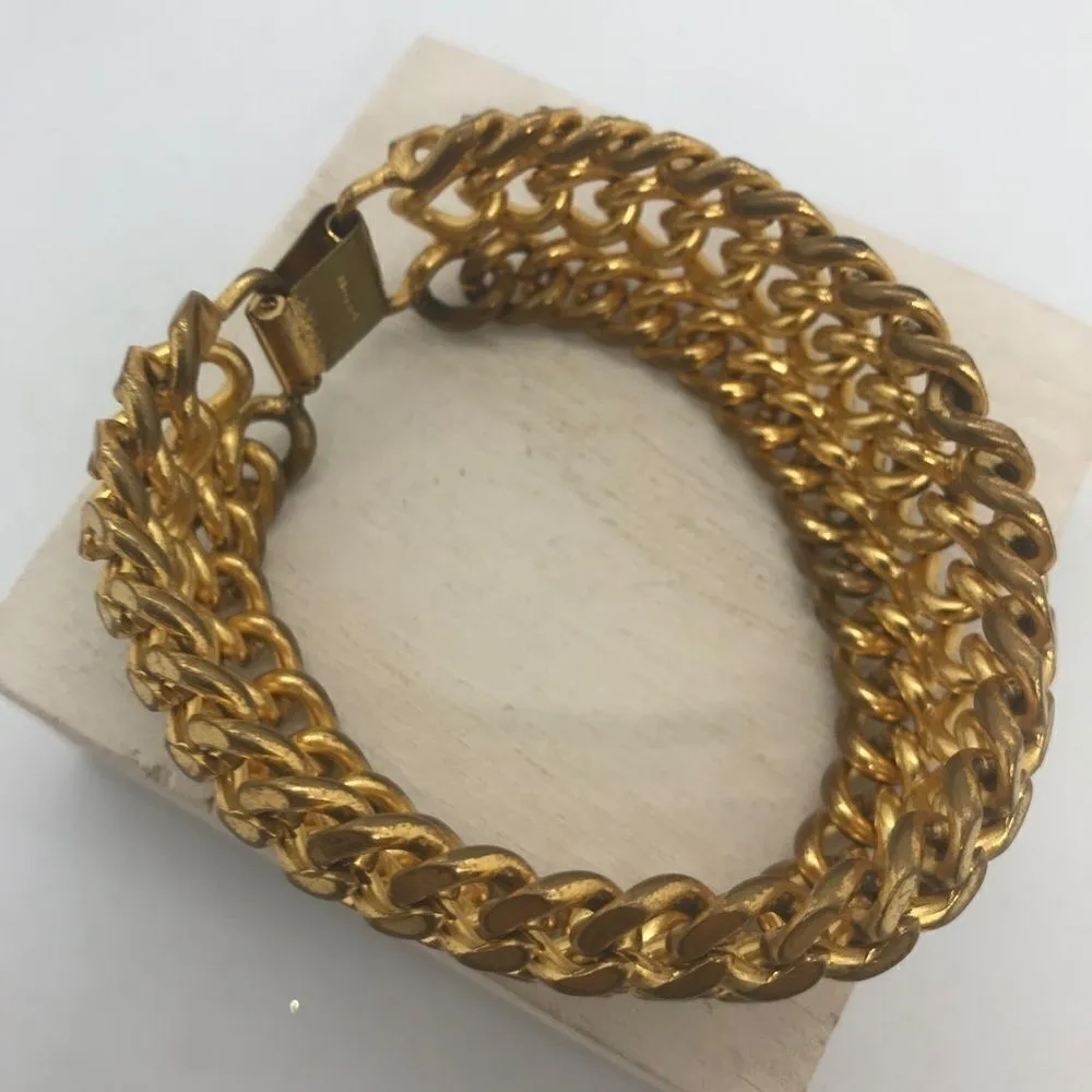 Chunky Gold Chain Statement Bracelet Vintage 1960s Jewelry - Image 8