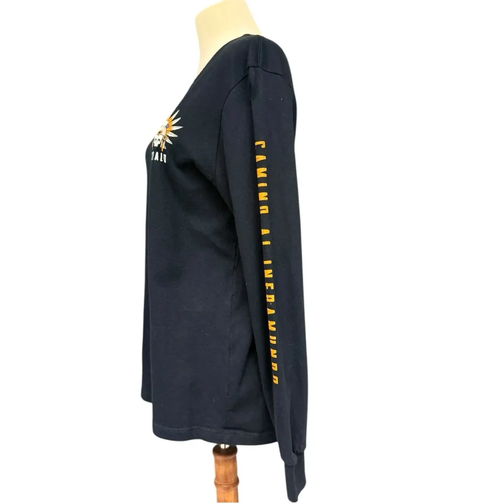 Squalo Día de los Muertos Long Sleeve Tee Black Medium Skull Aztec Graphic - Image 3