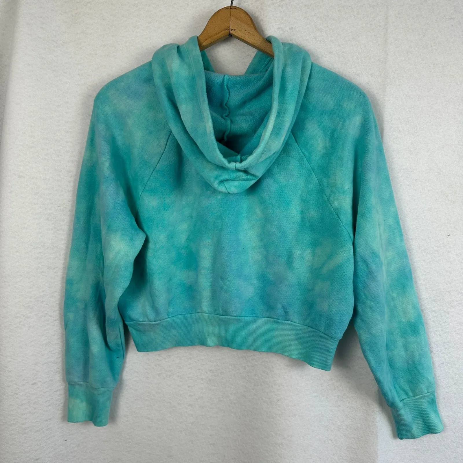 Victoria's Secret Tie Dye Cropped Hoodie Shorts‎ Set Aqua Blue Womens Small P - Image 5