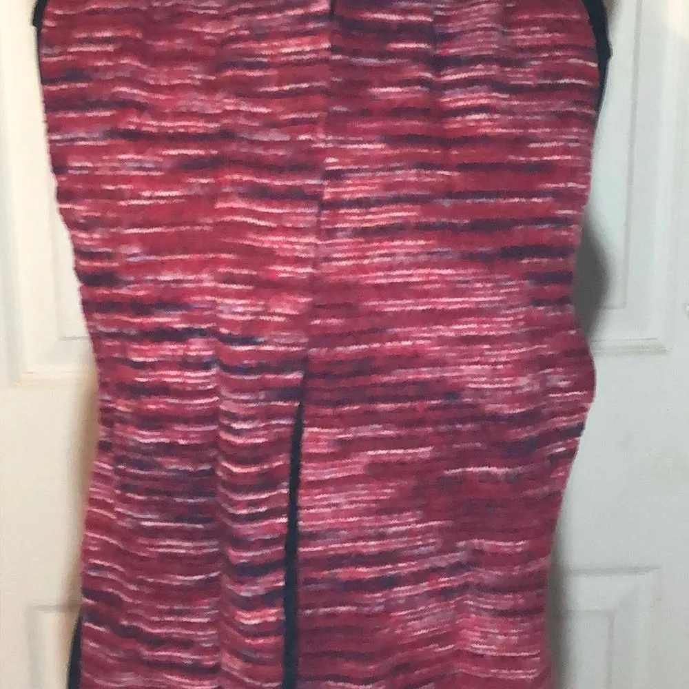 Handmade Long Red Hombre Print Scarf Fringed Ends - Image 3