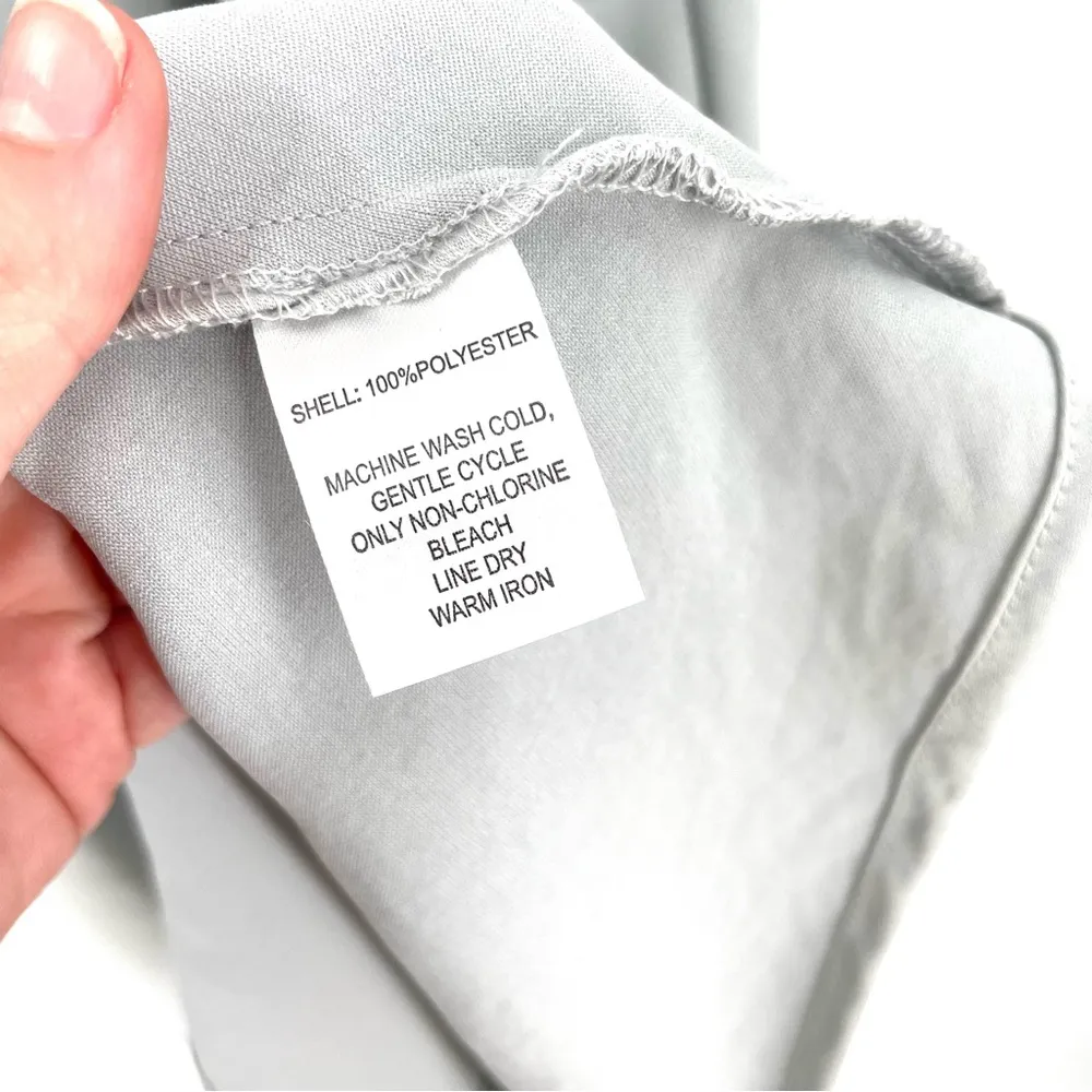 House of Harlow 1960 Silver Gray Sleeveless Satin Ruched MIDI Dress Blue Size XS - Image 8